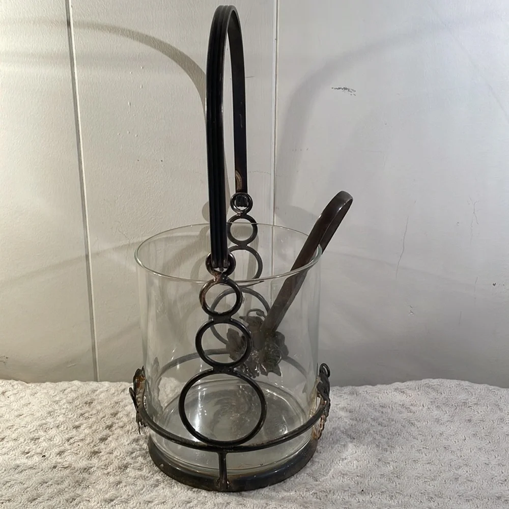 VINTAGE Ice Bucket Studio Silversmith Grape Glass & Silverplate